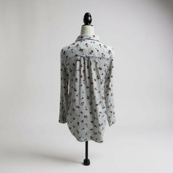 Anthropologie Maeve Matilda Toadstool Mushroom Button down Shirt top blouse XS - Picture 4 of 5